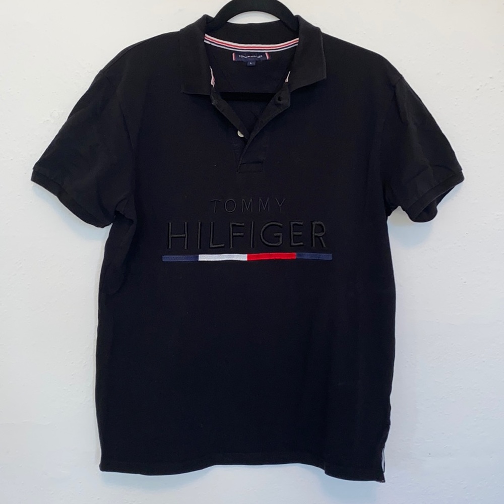 Polo Embroidered Tommy Hilfiger Logo With Blue White Red Men's Shirt